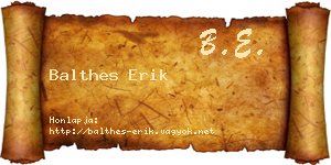Balthes Erik névjegykártya